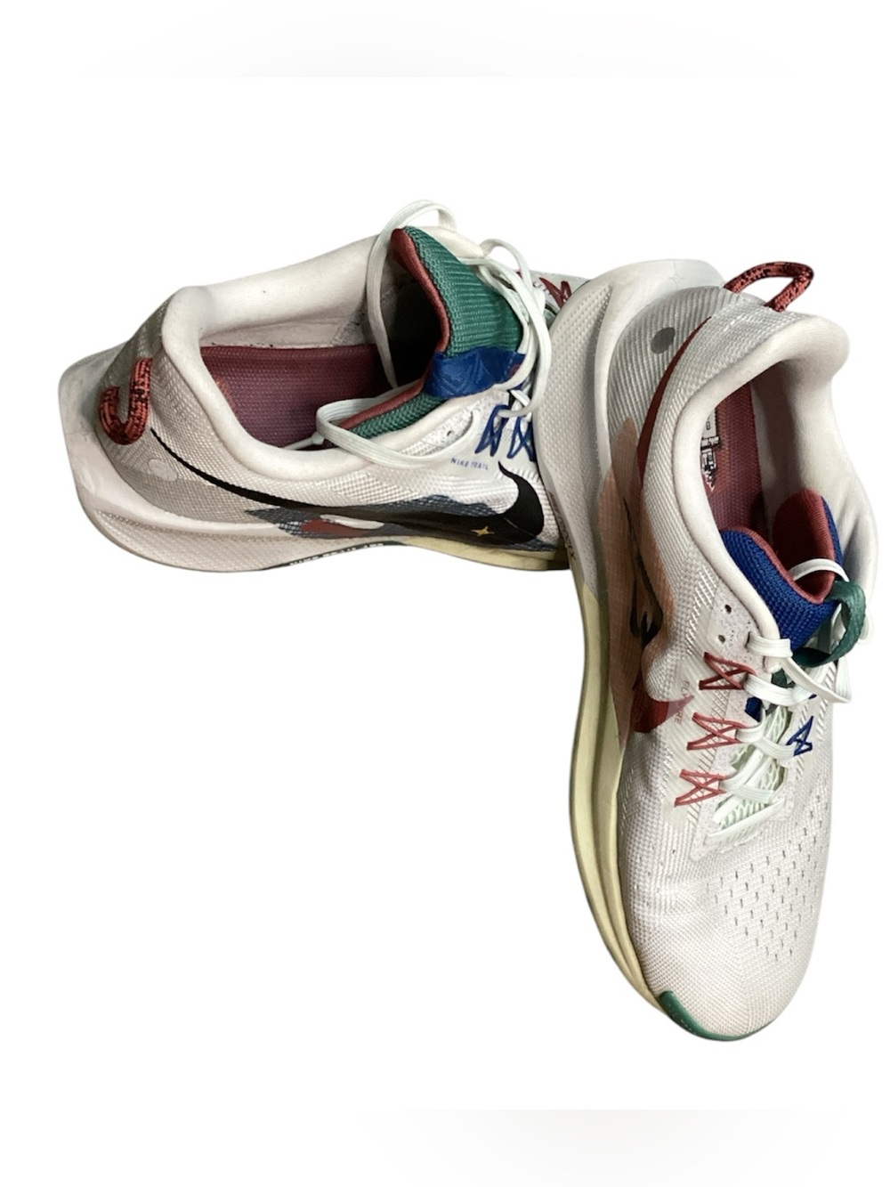 Nike Women’s White Running Sneakers with Blue, Green & Red Accents